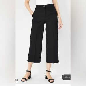 LOFT Ann Taylor “The Kate” wide leg cropped trousers black size 6 petites